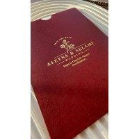 Bordo Zarflı Yaldızlı Şeffaf Düğün Davetiyesi