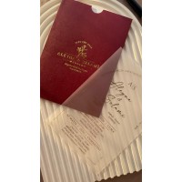 Bordo Zarflı Yaldızlı Şeffaf Düğün Davetiyesi