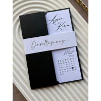 Siyah Kuşaklı Nişan, Nikah, Kına, Düğün Davetiyesi