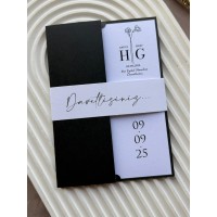 Siyah Kuşaklı Nişan, Nikah, Kına, Düğün Davetiyesi