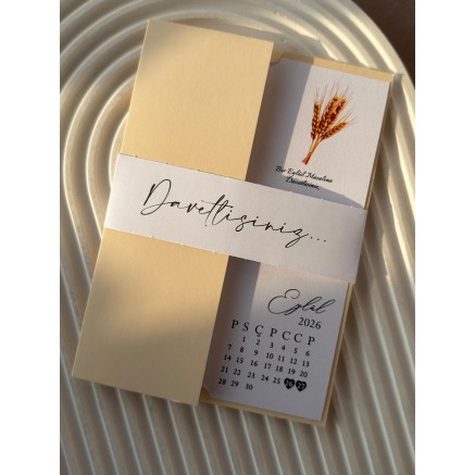 Su Yeşili Kuşaklı Nişan, Nikah, Kına, Düğün Davetiyesi