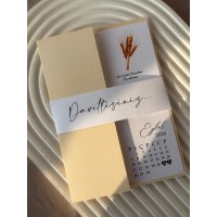 Krem Kuşaklı Nişan, Nikah, Kına, Düğün Davetiyesi
