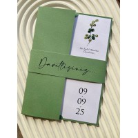 Su Yeşili Kuşaklı Nişan, Nikah, Kına, Düğün Davetiyesi