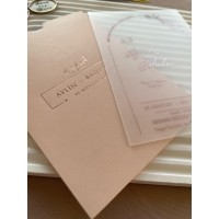 Pudra Zarflı Yaldızlı Şeffaf Düğün Davetiyesi - 01