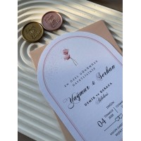 Pudra Zarflı Yaldızlı Oval Düğün Davetiyesi