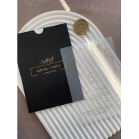 Siyah Zarflı Yaldızlı Şeffaf Düğün Davetiyesi - 01