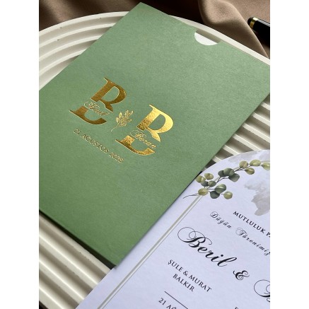 Beyaz Zarflı Yaldızlı Şeffaf Düğün Davetiyesi